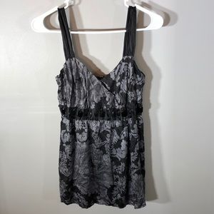 White House Black Market Jeweled Floral Silk Top